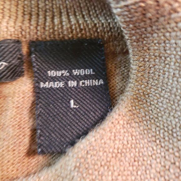 W.H. Belk Sportswear Merino Wool Long Sleeve Mock Turtleneck Tan Sweater Size L - Picture 6 of 7